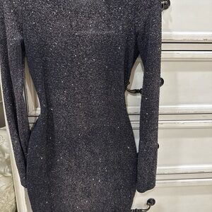 Windsor Black Sparkle Long Sleeve Dress